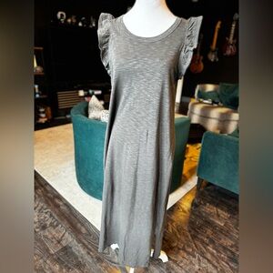 Long, gray, T-shirt dress.